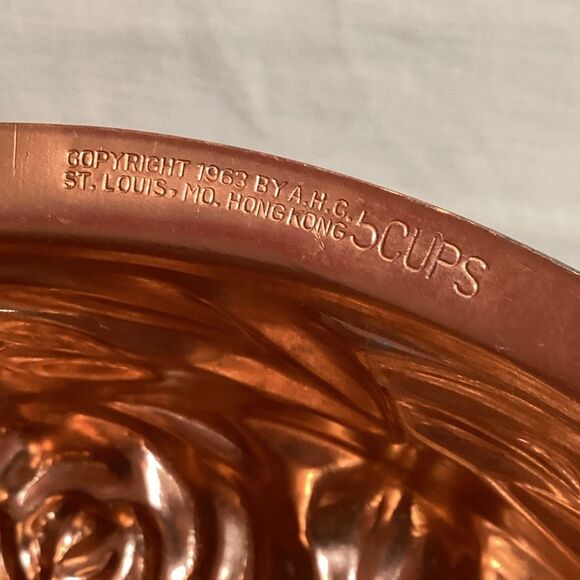 Copper Floral Wall Hanging Dessert Cake Mold 1963 AHG Made in Hong Kong 5 Cups - Picture 5 of 11